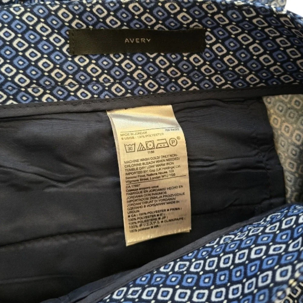 Banana Republic Avery Womens Blue Geometric Diamond Straight Leg Dress Pants 6